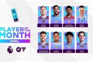 英超4月最佳候选：谢尔基、奥赖利领衔，鲍文、怀特、奥卡福在列赛事报道